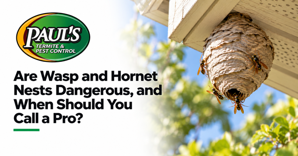 Paul's Termite & Pest Control guide: Are Wasp and Hornet Nests Dangerous, and When Should You Call a Pro?