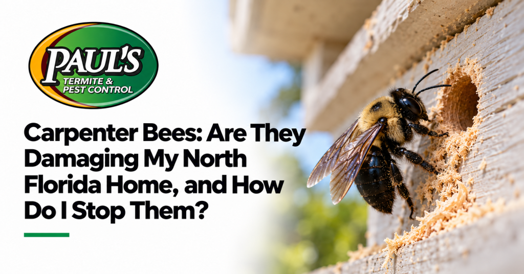 Paul's Termite & Pest Control guide: Carpenter Bees: Are They Damaging My North Florida Home, and How Do I Stop Them?