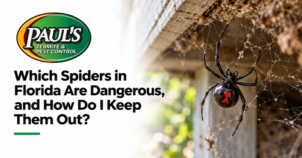 Paul's Termite & Pest Control guide: Which Spiders in Florida Are Dangerous, and How Do I Keep Them Out?