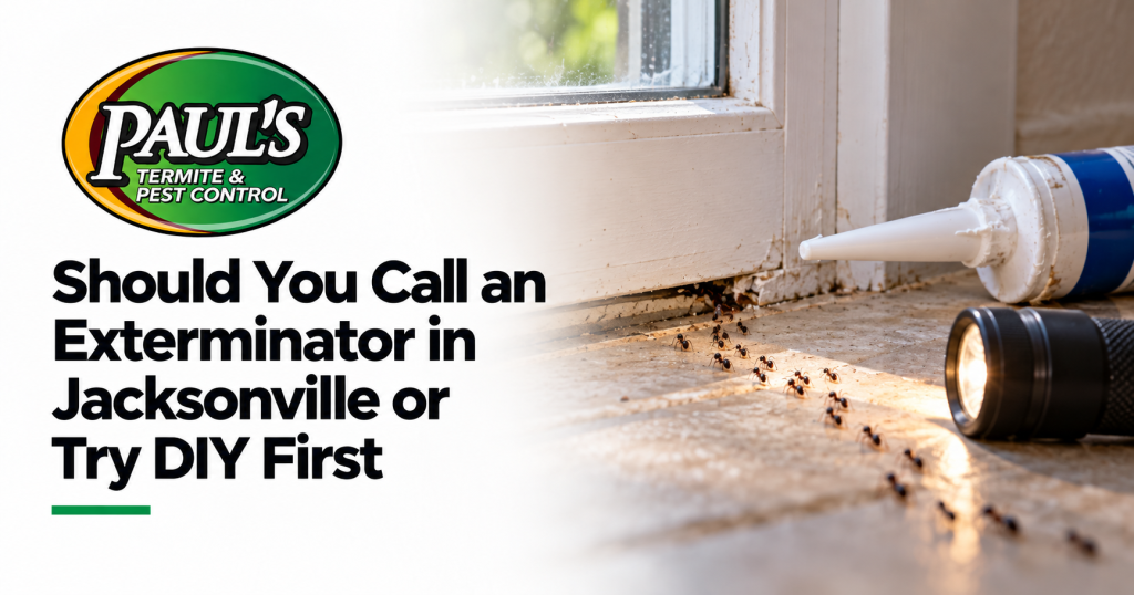 Paul's Termite & Pest Control guide: Should You Call an Exterminator in Jacksonville or Try DIY First