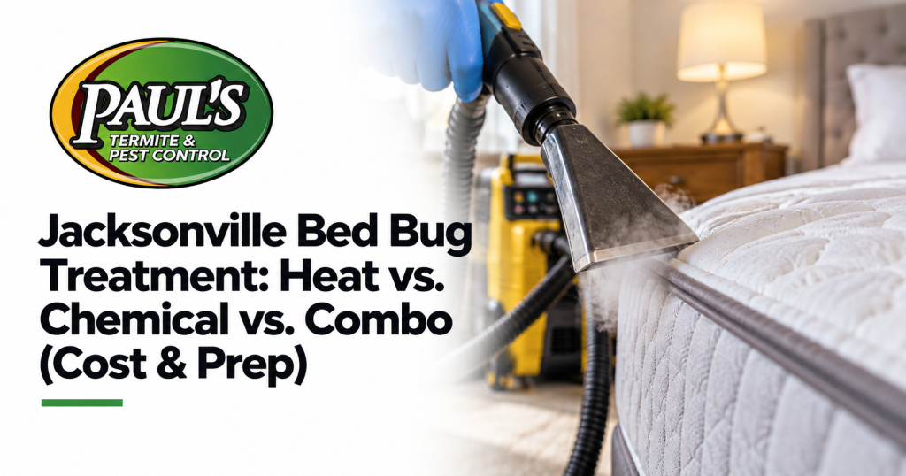 Paul's Termite & Pest Control guide: Jacksonville Bed Bug Treatment: Heat vs. Chemical vs. Combo (Cost & Prep)