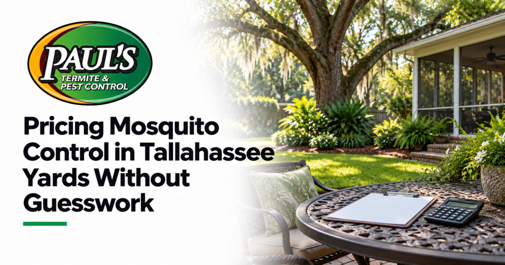 Paul's Termite & Pest Control guide: Pricing Mosquito Control in Tallahassee Yards Without Guesswork